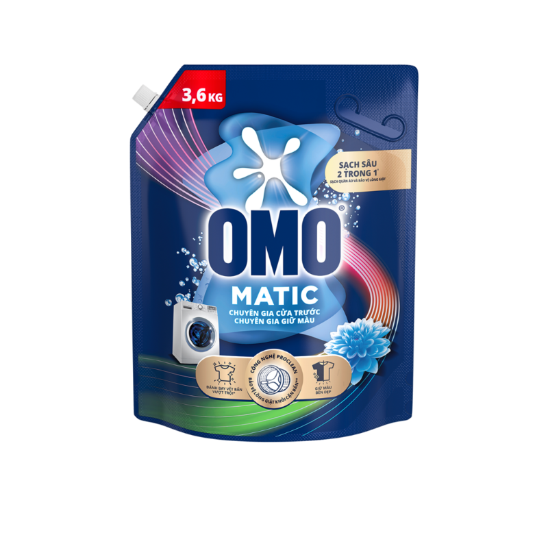 Nước Giặt OMO Matic Cửa Trước Chuyên Gia Giữ Màu Bền Đẹp 3.6kg