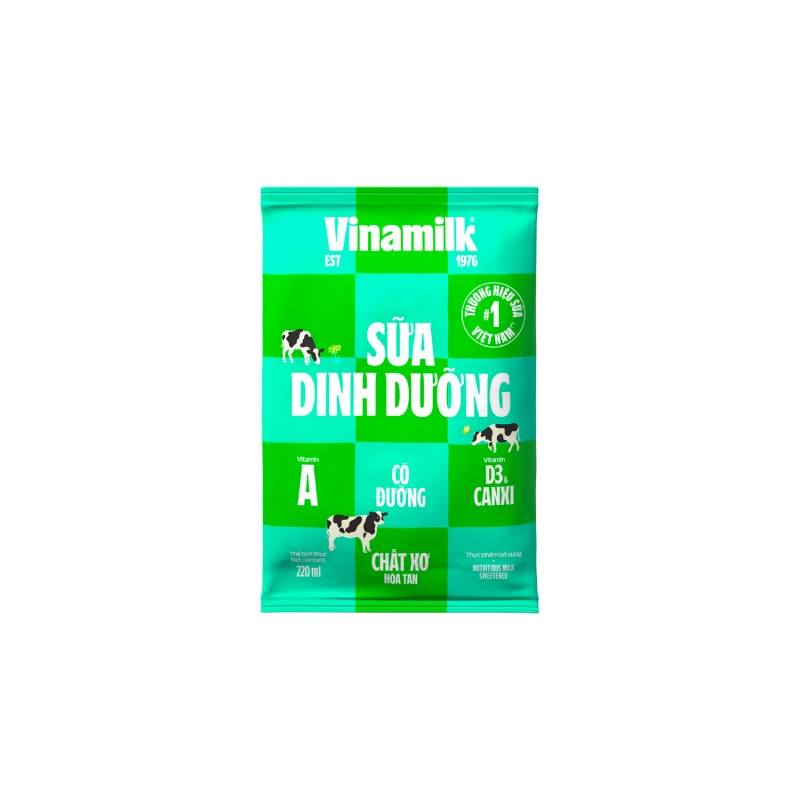 Sữa Dinh Dưỡng Vinamilk Có Đường Bịch 220ml