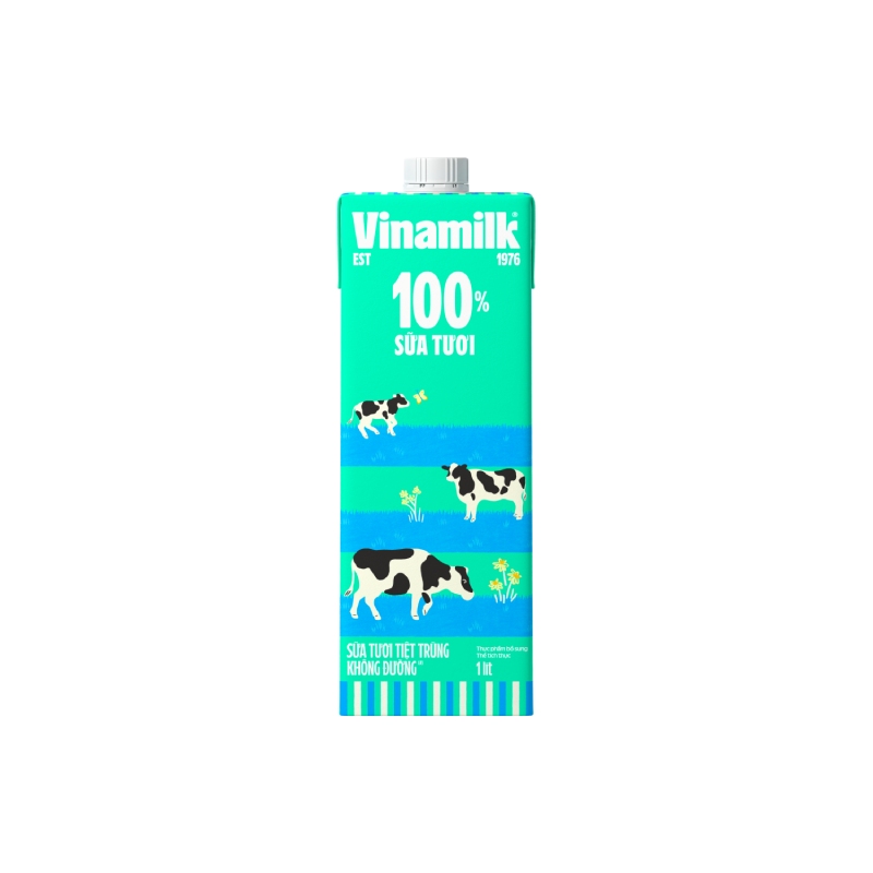 Sữa Tươi Tiệt Trùng Vinamilk 100% Không Đường Hộp 1L