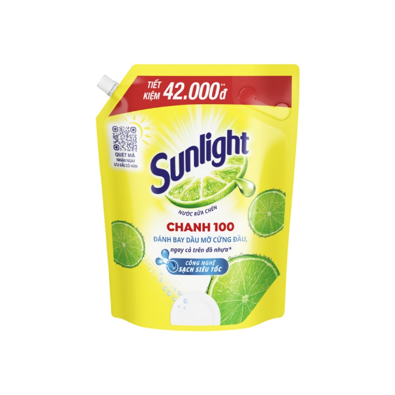 Nước Rửa Chén Sunlight Chanh 100 Túi 3.1kg