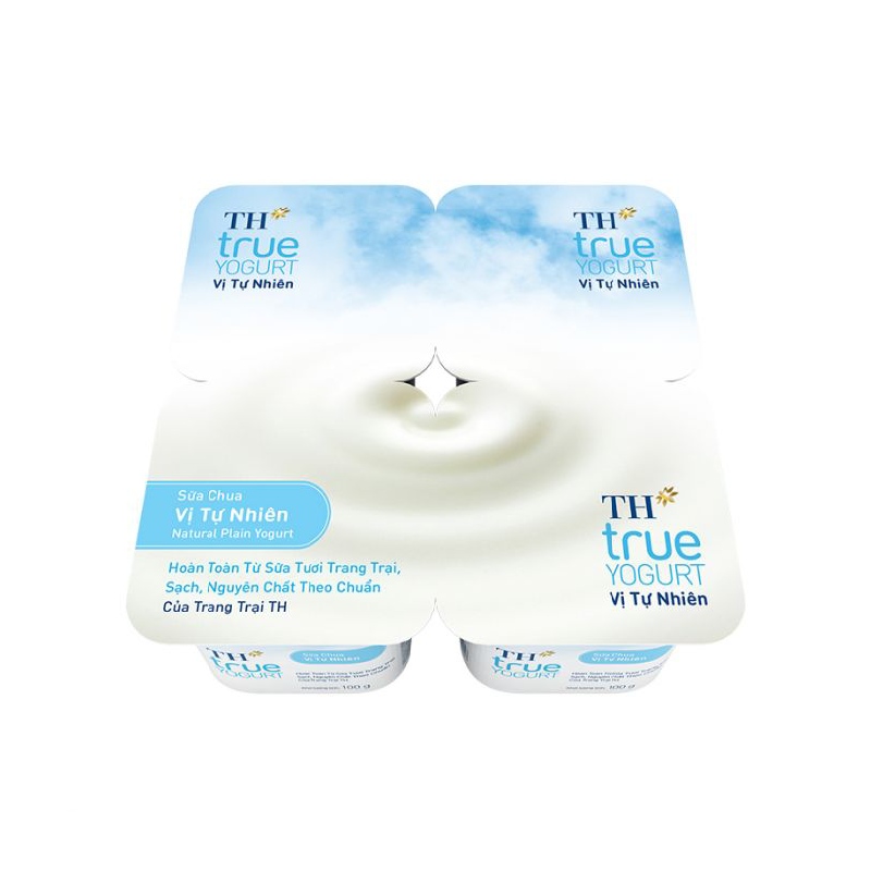 Sữa Chua Vị Tự Nhiên TH true Yogurt Vỉ 4 Hộp 100g