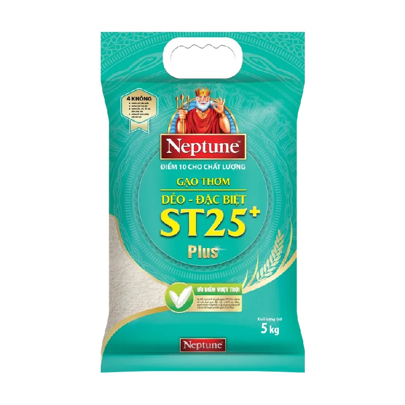 Gạo Thơm Dẻo - Đặc Biệt Neptune ST25+ Túi 5kg
