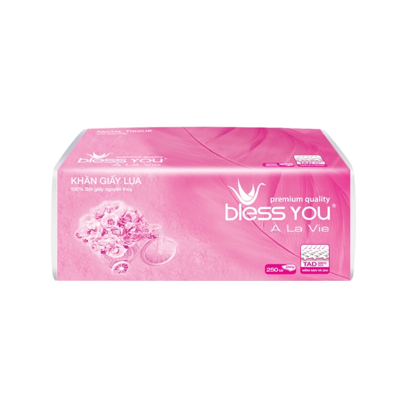 Khăn Giấy Lụa Bless You 2 Lớp Gói 250 Tờ