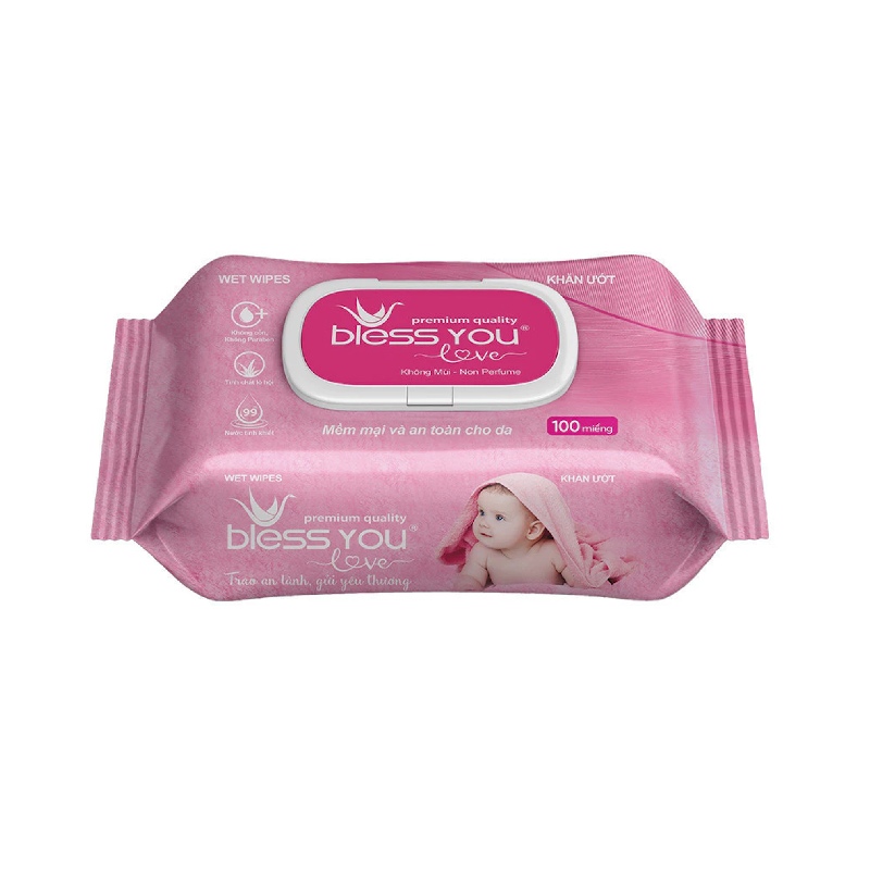 Khăn Ướt Không Mùi Bless You 100 Tờ