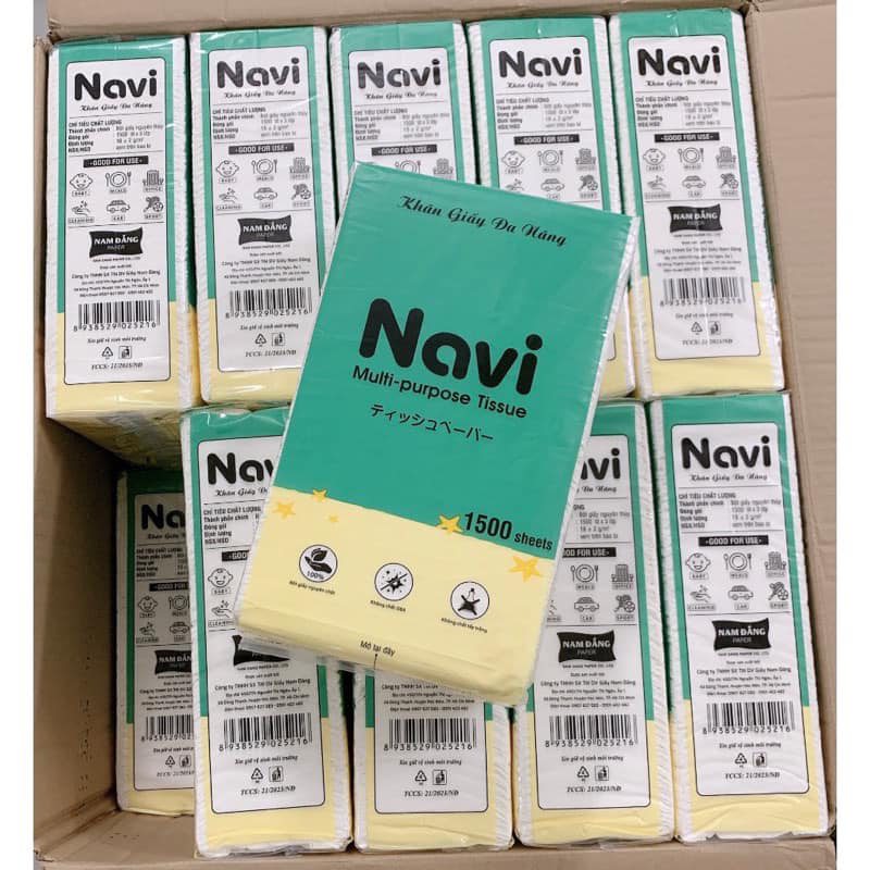 Khăn Giấy Rút Đa Năng Cao Cấp Navi 1500 Tờ