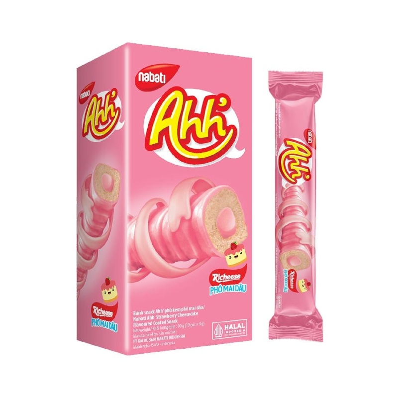 Bánh Xốp Nabati Ahh Phô Mai Dâu Hộp 90g