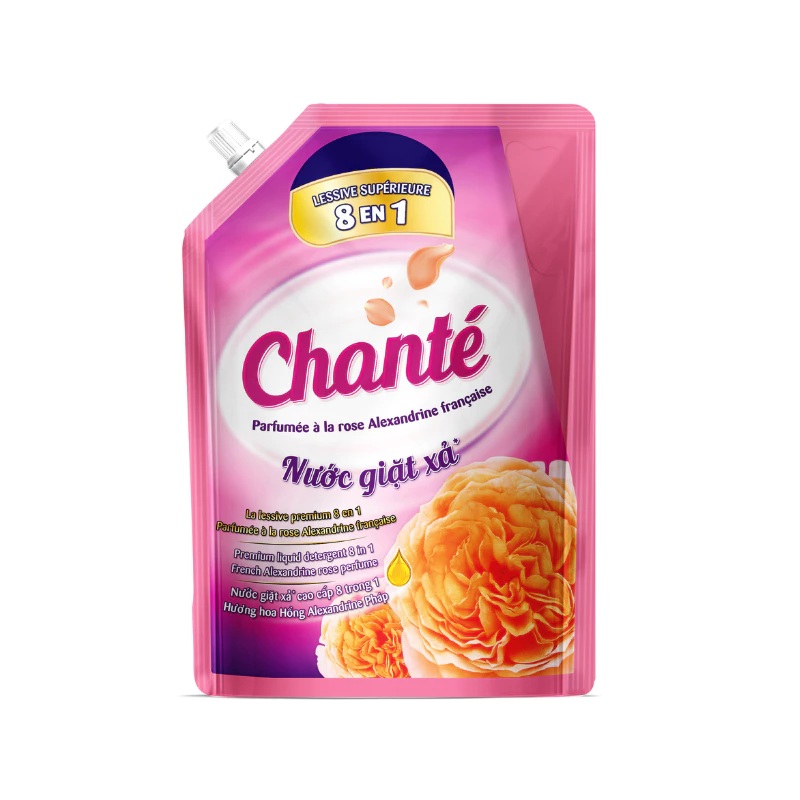 Nước Giặt Xả Chanté 8 in 1 Hương Hoa Hồng Alexandrine Pháp Túi 3.05Kg