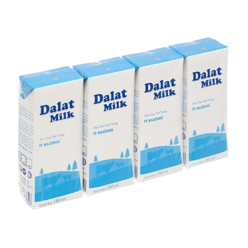 Sữa Tươi Tiệt Trùng Dalat Milk Ít Đường 180ml