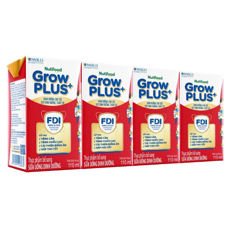 Sữa Dinh Dưỡng NutiFood Grow Plus+ Hộp 110ml (cho trẻ SDD)